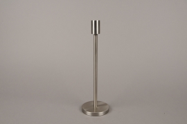 A000E0 Silver metal candle holder H30.5cm