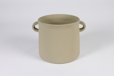 A000N6 Cache-pot en terre cuite brut beige D24cm H18.5cm