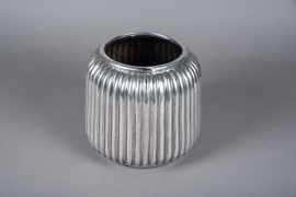 A000QL Cache-pot en céramique argent D23cm H21cm