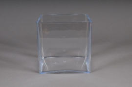 A000X9 Vase en plexi cristal cube transparent 15x15cm H15cm