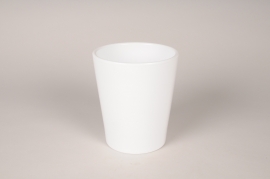 A000XF White ceramic planter D13.5cm H15.5cm