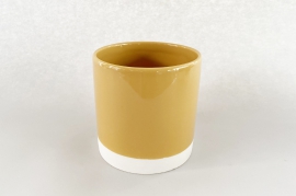 A001AA Yellow ceramic planter D13cm H13cm
