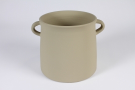 A001N6 Cache-pot en terre cuite brut beige D27cm H20.5cm