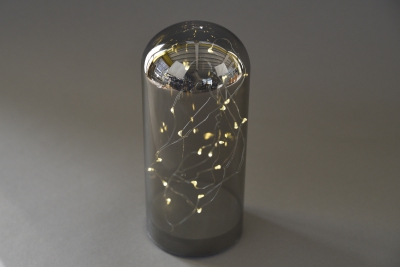 A001O7 Cloche en verre fum� led D10cm H23cm