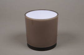 A001QX Vase cylindre en plastique marron D13.5cm H13.5cm