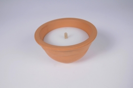 A002EB Bougie pot en terre cuite D15cm H8.5cm