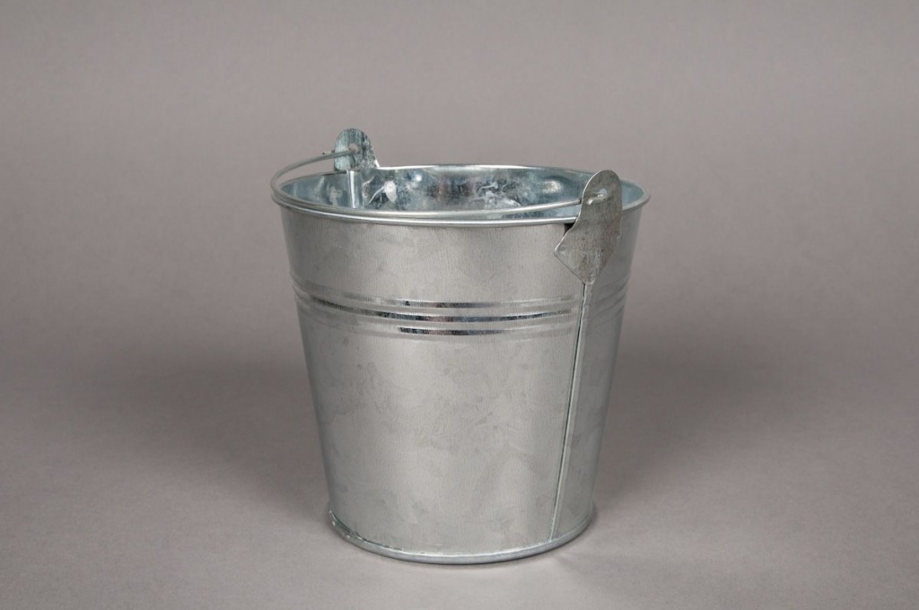 Bucket zinc natural D11cm H10cm