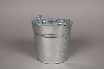 A002KM Seau en zinc naturel  D11cm H10cm