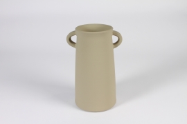A002N6 Beige raw terracotta vase D16.5cm H25.5cm