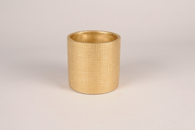 A002U0 Cache-pot en c�ramique or D12.5cm H11.5cm