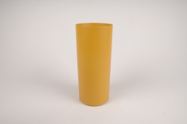 A003CC Yellow metal vase D9cm H22cm