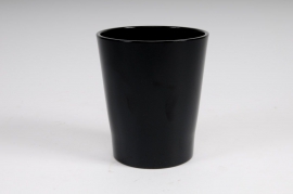 A003DO Cache-pot en céramique à orchidée noir D14 H15cm