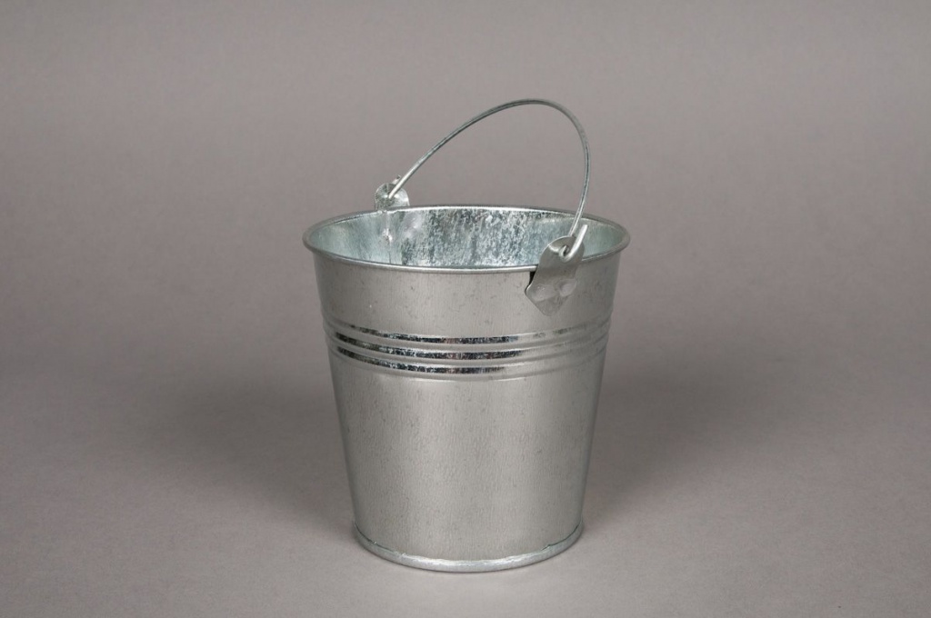 Bucket zinc natural D13cm H12cm