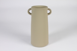 A003N6 Beige raw terracotta vase D17.5cm H30.5cm