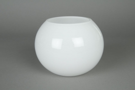 A003PS Vase en verre boule blanc D14,5 H12,5cm