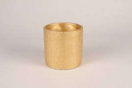 A003U0 Gold ceramic planter D14cm H13.5cm