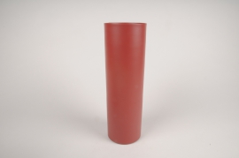 A004CC Vase cylindre en métal rouge D9cm H30cm