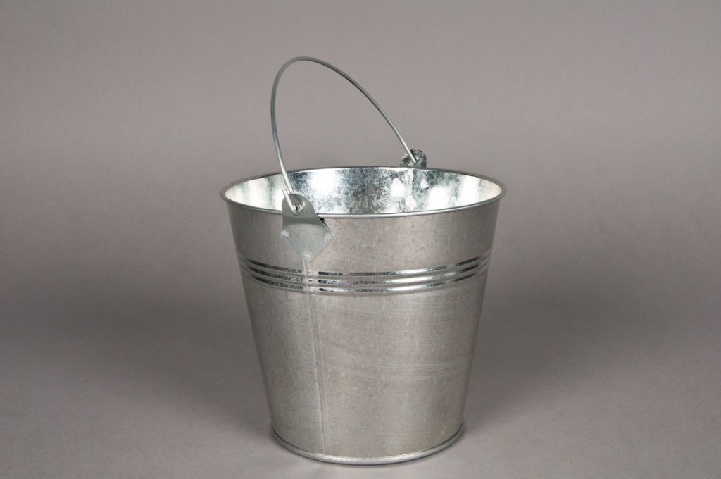 Bucket zinc natural D16cm H14cm