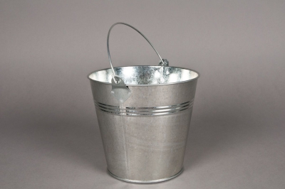 A004KM Seau en zinc naturel D16cm H14cm