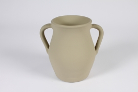 A004N6 Beige raw terracotta vase D19cm H19cm