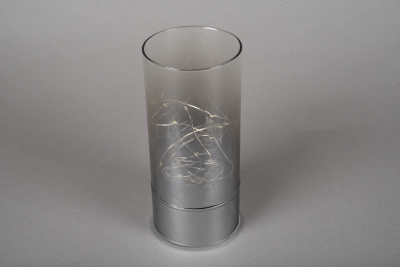 A004O7 Cylindre en verre fum� led D9cm H20cm