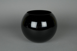 A004PS Vase en verre boule noir D14,5 H12,5cm