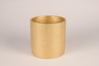 A004U0 Cache-pot en c�ramique or D17cm H16.5cm