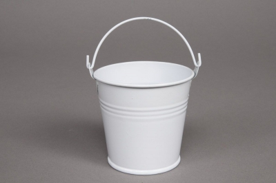 A005KM Seau en zinc blanc D6cm H5,5cm