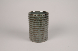 A005L1 Vase en céramique bleu D14cm H20cm