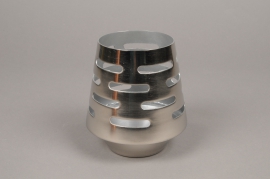 A005W0 Candle holder silver metal H10.5cm