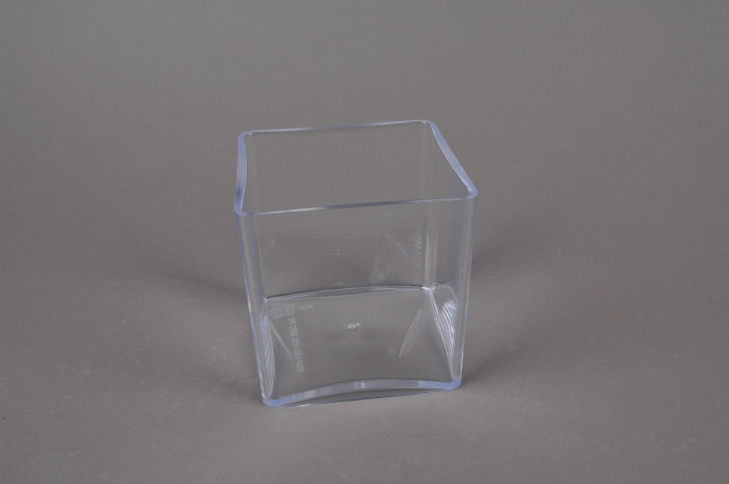 Vase cube plexi crystal clear 10x10cm H10cm