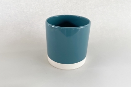 A006AA Cache-pot en céramique bleu D11cm H11.5cm