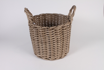 A007A5 Cache-pot panier en r�sine beige D34cm H29cm