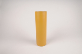 A007CC Vase cylindre en métal moutarde D9cm H30cm