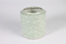 A007N6 Green and white ceramic planter D20cm H22cm
