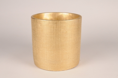 A007U0 Cache-pot en c�ramique or D23cm H22.5cm