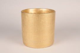 A007U0 Gold ceramic planter D23cm H22.5cm