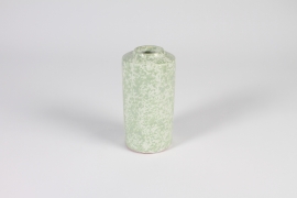 A008N6 Vase en céramique vert et banc D8cm H17cm