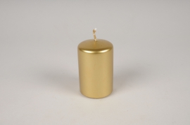 A008RP Box of 12 gold cylinder candles D5cm H8cm