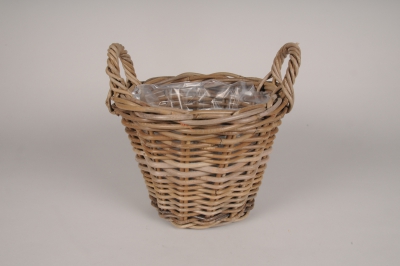 A009AG Cache-pot panier en kubu naturel D33cm H24cm