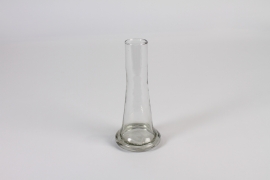 A009CV Clear single flower glass vase D8cm H19.5cm