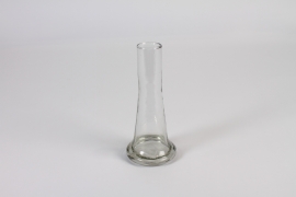 A009CV Clear single flower glass vase D8cm H19.5cm