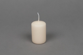 A009E2 Boîte de 24 bougies cylindres ivoire D4cm H6cm 