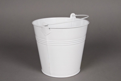 A009KM Seau en zinc blanc 16xH14cm
