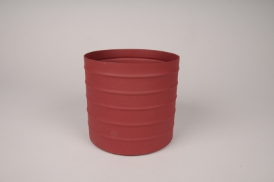 A009U9 Cache-pot en m�tal rouge D15.5cm H14cm