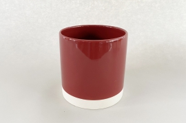 A010AA Cache-pot en céramique rouge D13cm H13cm