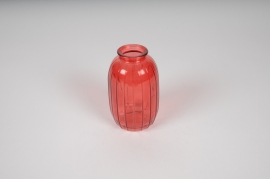 A010IH Red glass bottle vase D7cm H12cm