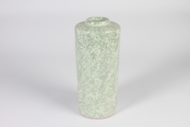 A010N6 Vase en céramique vert et banc D12cm H30cm