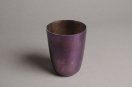 A011G2 Purple glass candle jar D9cm H12cm