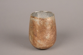 A011G7 Old silver glass jar D11cm H14cm
